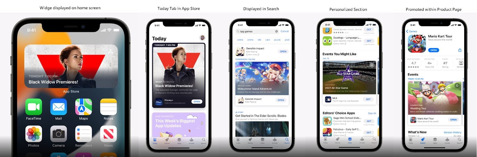 Screenshots of how an app would show up on the iPhone and in the app store and product pages