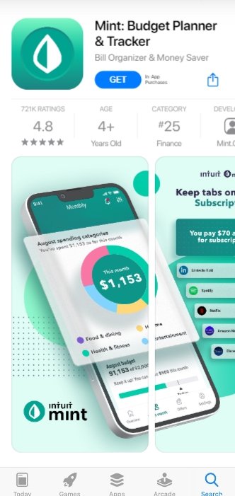 Mint app store page